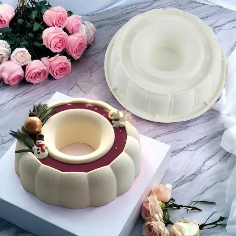 1pc Round Flower Pastry Cake Mold Baking Tray French Dessert DIY Chocolate Pudding Birthday Mousse Cake Baking Mould
