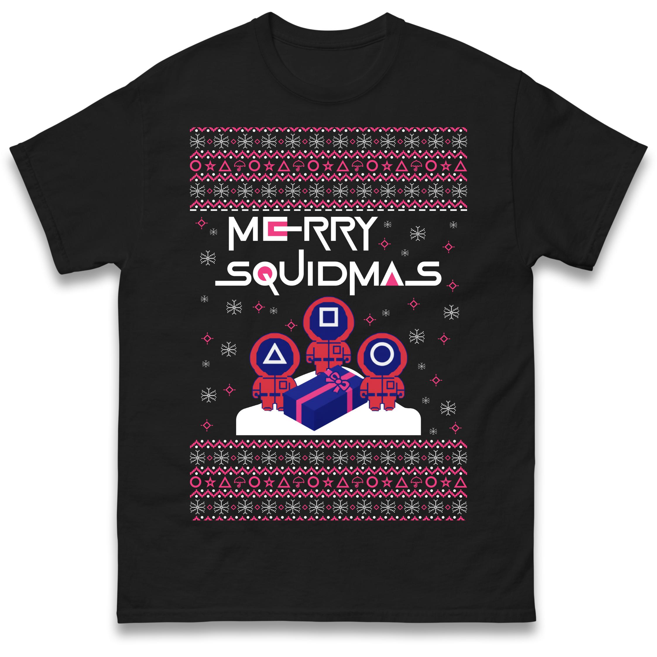 Squid Games Merry Squidmas Christmas T Shirt Tshirt Mens Womens Unisex Tops Tees 2XL