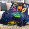 Hocus Pocus Themed Flannel Blanket 1 Count Soft Washable Throw Blanket Bedding Supplies For Home Office Travel Custom Blankets