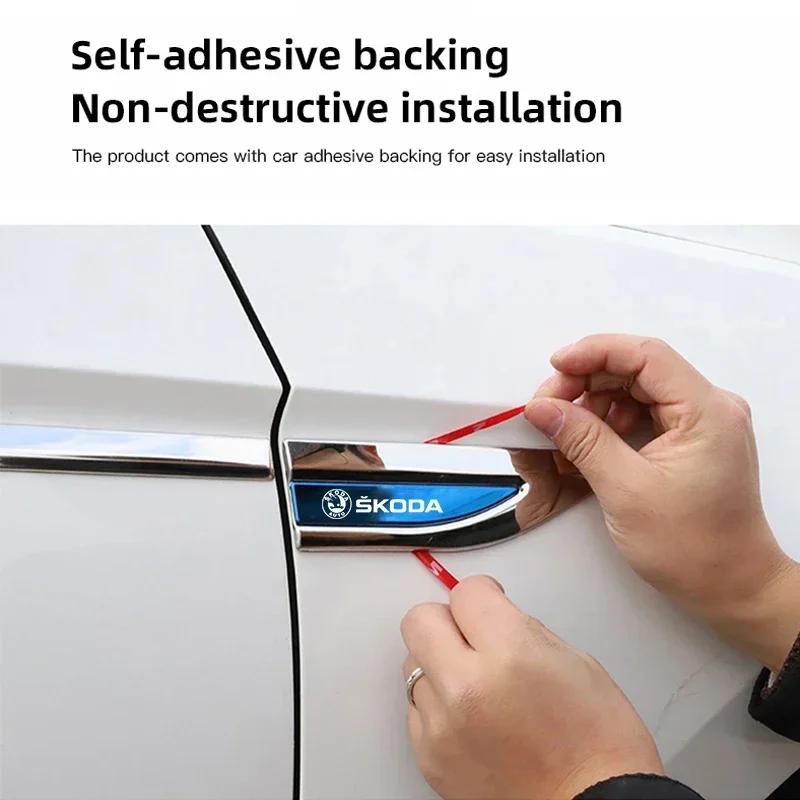 Adesivo Metallo 3D per Auto Emblema Skoda Decalcomania Lama Parafango Decalcomania Distintivo Per Skoda Fabia Superb Vrs Yeti Octavia Enyaq Rapid Kodiaq Kamiq kyvc74