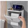 Bathroom with Mobile Stand, Wall Mounted Tissue Paper Holder, Toilet Paper Roll Holder for Bathroom, Bathroom Accessories (White)