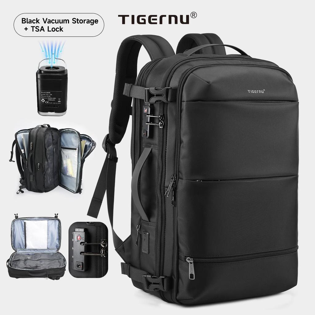 Tigernu Vakuum-Kompressions-Rucksäcke Herren Reiserucksack Erweiterbar USB-Tasche Großes Fassungsvermögen 17 Laptoptaschen Für Schule Kabinentaschen