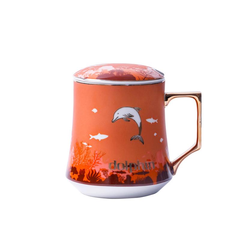 350ML Personalized Mermaid Couple Mug With Lid And Spoon Creative Ceramic Crown Cup Gift For Mens and Womens
