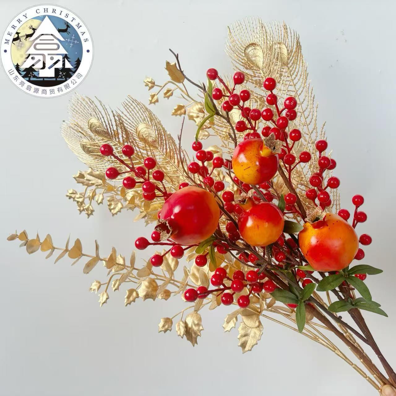 

Artificial Pomegranate & Persimmon Home Decor: Red Fruit Ornaments for Living Room