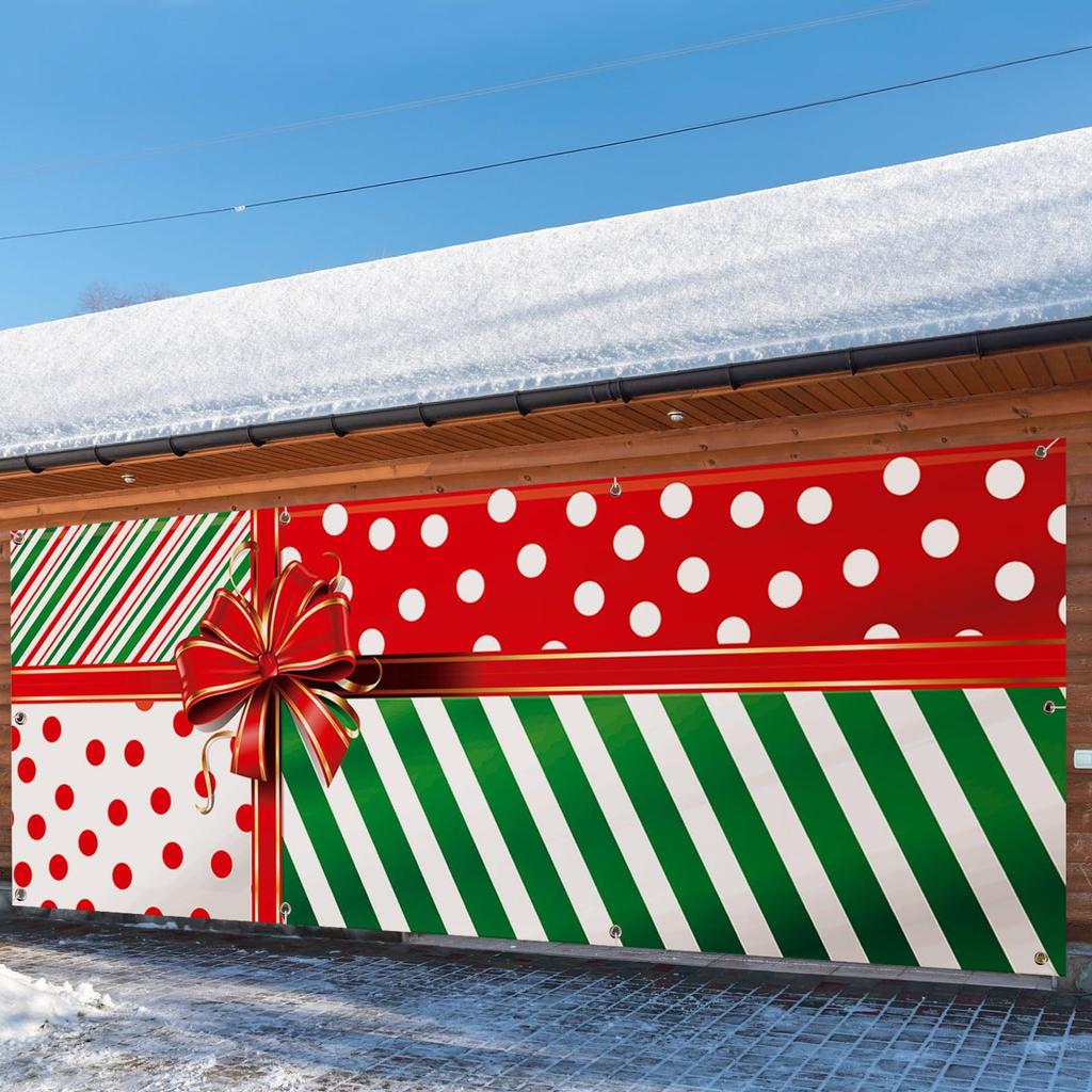 Christmas Background Cloth Outdoor Garage Door Sticker Tapestry Cloth Holiday Party Decoration Matching Hanging Cloth
