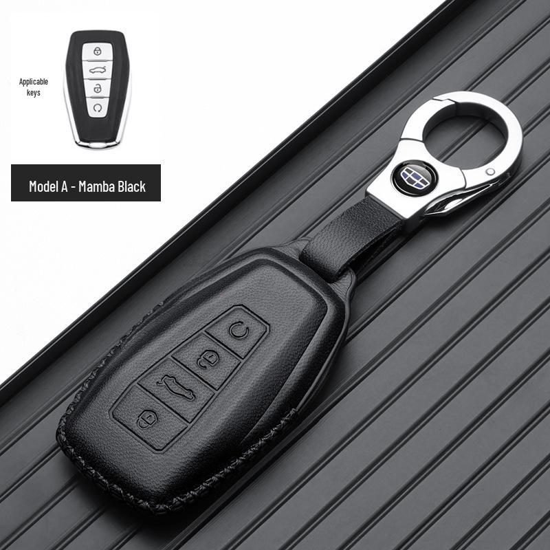 Genuine Leather Key Case for Geely Boyue, Xingyue L, Binyue ICON, Xingrui, Panda Mini - Premium Metal Shell