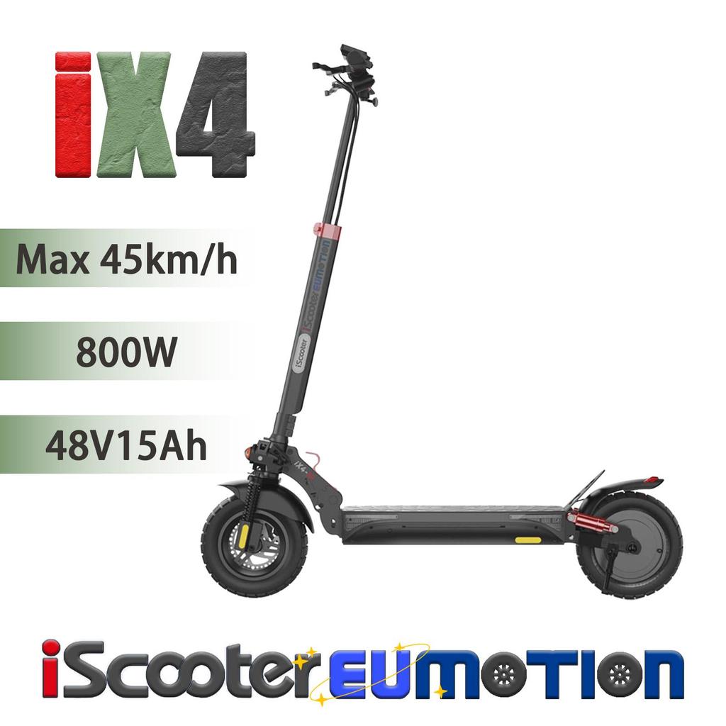 iScooter iX4 Folding Electric Scooter 800W, 48V15Ah, Up to 45km/h, 40km Range, LCD Display, Full Suspension, APP Control, 10" Off-Road E-Scooter