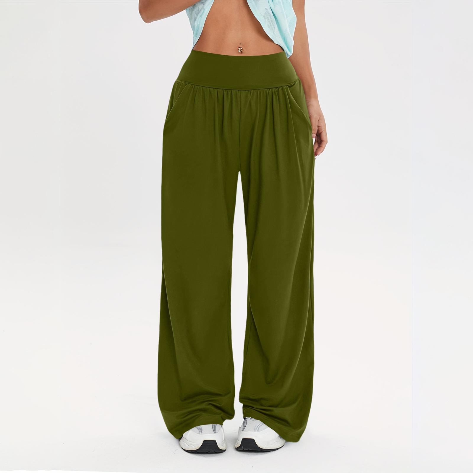

Women s Fashionable Solid Color Straight Leg Pants With High Waist Button Pockets And Elastic Waist Casual Pants XXL