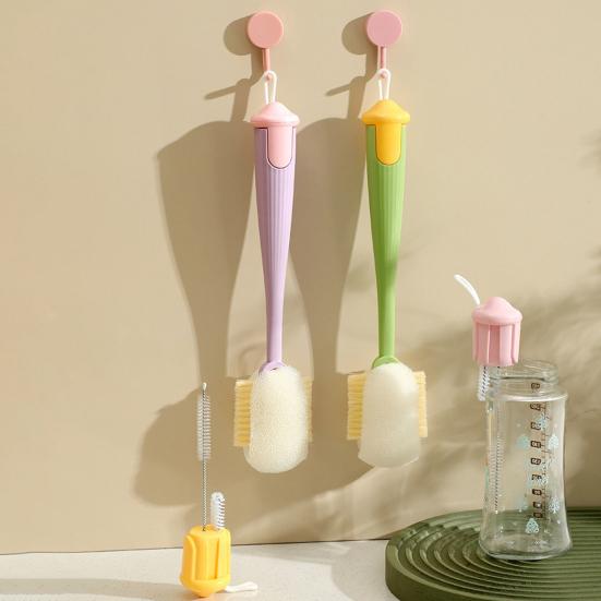 4 in 1 Cleaning Brush Long Handle Cups Straws Pacifiers Cleaning Scrubber Deep Reach Brush Kitchen Cleaning Accessory