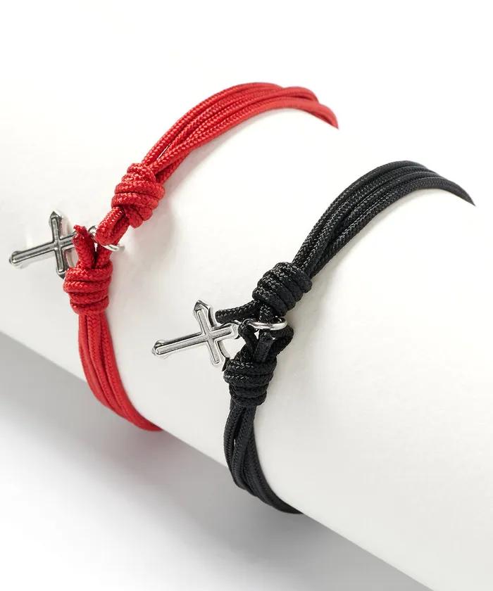 Line Cross Pendant Soft Double Rope String Bracelet (C2601AC1368)