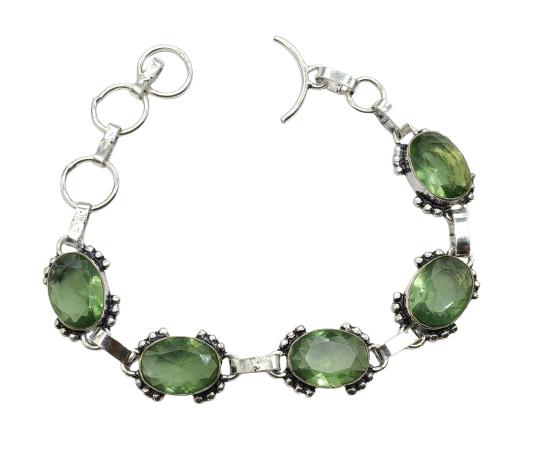 Peridot Gemstone Silver Plated Handmade Bracelet Jewelry BR 85