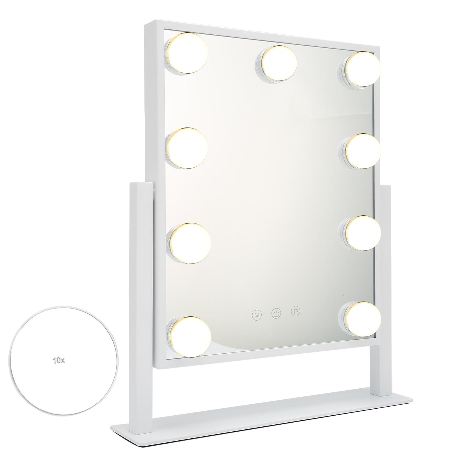 

Зеркало для макияжа с 9 светодиодными лампами Косметическое зеркало с 3 цветовыми режимами Зеркало с подсветкой 10-кратное увеличение EU Plug