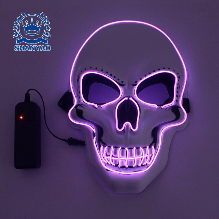 2022 Halloween Party Mask Skull Led Cool Mask Glowing Scary El Wire Mask Light Up Cosplay Mask Costume Party Supplies