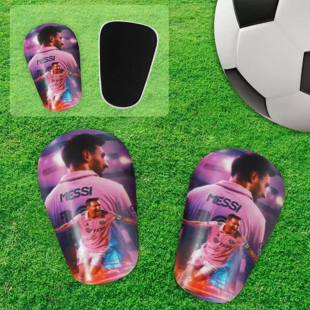 1 Pair of Mini Football Shin Guards - Ultra Small Protective Gear for Men Women Blue White Cracked Ice Design PET Material 1