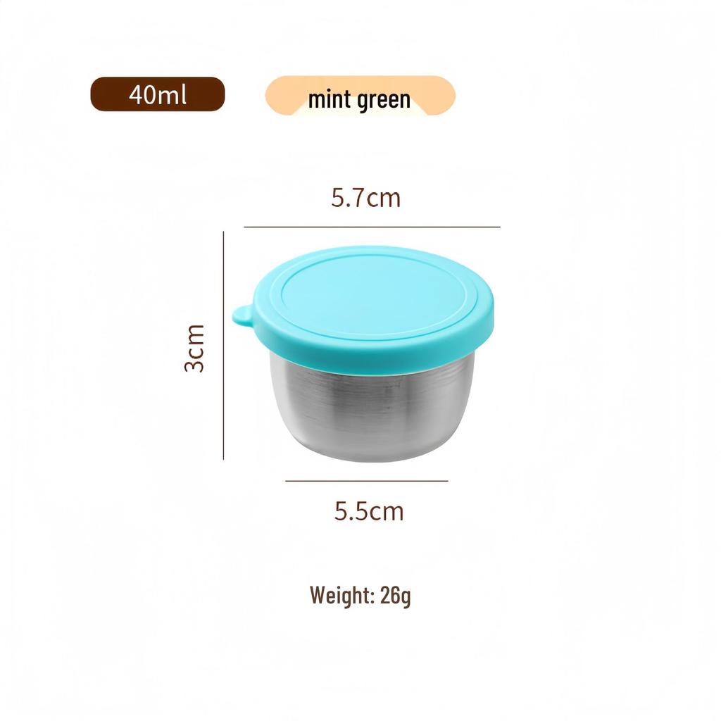 Reusable Sauce Cup with Macaron Lid - 304 Stainless Steel, 40/50/70ML, Portable Dipping or Seasoning Dish.