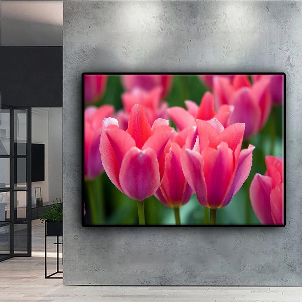 Peinture diamant 5D à faire soi-même, broderie de fleurs, tulipes, mosaïque, décoration de la maison