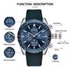 BY BENYAR Watch Watch Chronograph Analog Watch 30M Waterproof Business Simple Stylish Popular Formal Leather Belt Quartz Watch Gift for Men Blue