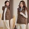 Autumn and winter new down cotton vest high sense women's hooded warm fashion thickened sleeveless cotton jacket