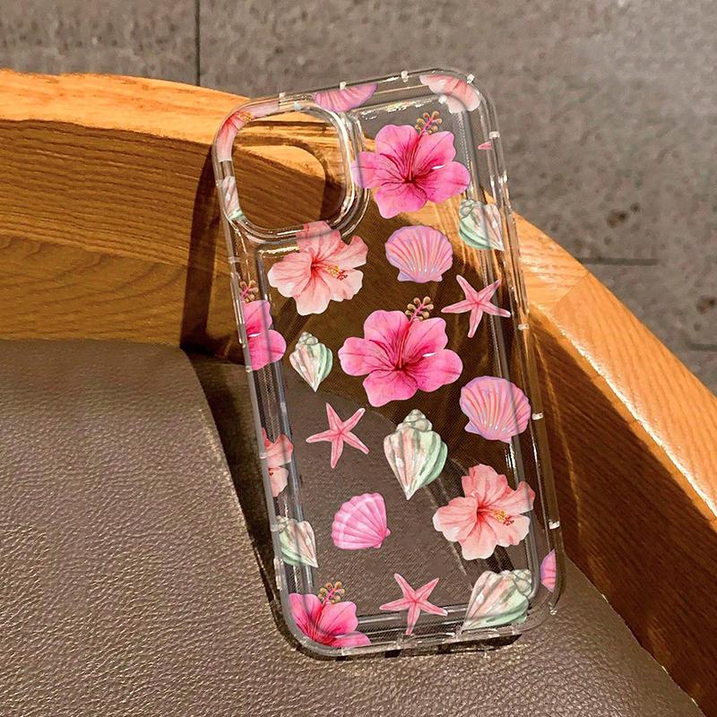 Coque de téléphone Design Fleur Tropicale & Animaux Marins Pour iPhone17 Air 16 16e 15 13 12 11 ProMax Pro Plus Anti-Choc Carcasa Cover
