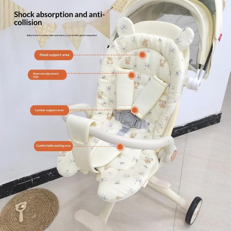 Machine Washable Strollers Seat Cushion Soft Comfortable Insert Pad for Infant Pushchairs Yearly Round Comfort