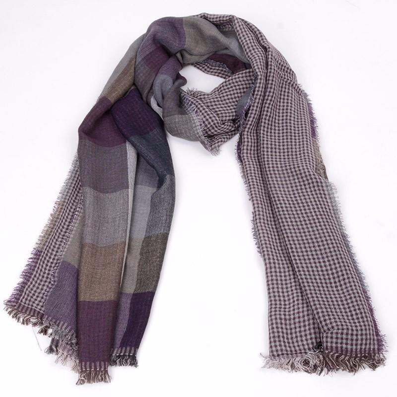 Men Scarves Autumn Winter Cotton Scarf Men Plaid Red Coffee Blue Warm Long Fashion Brand Mens Scarfs