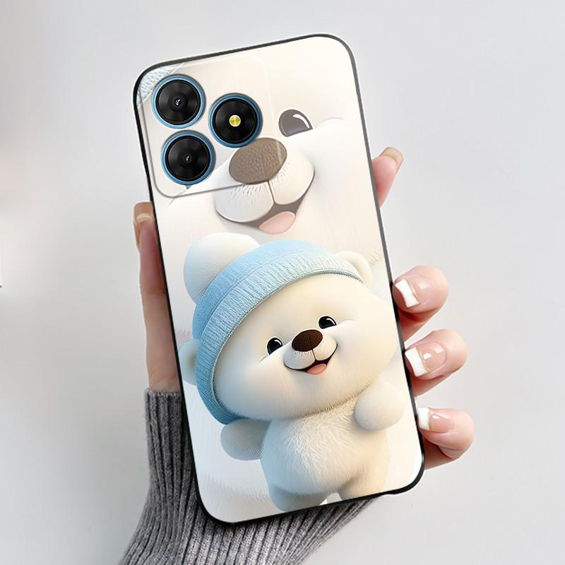 For Oscal Flat 2 2C Case Cute Love Rabbit Black Soft Silicone Protective Back Cover For Blackview Oscal Flat 2 2C Phone Cases