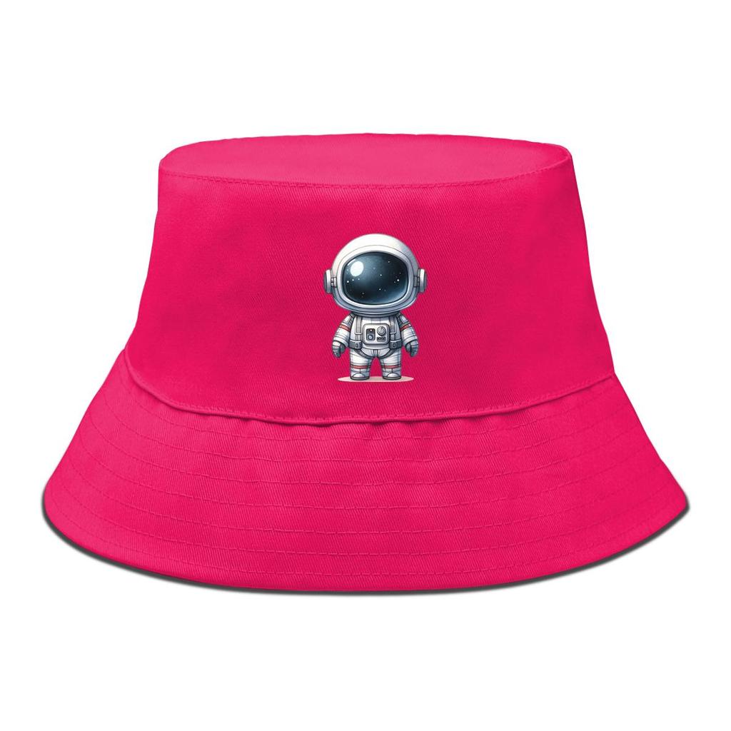 Little Astronaut Print Bucket Hat , Men's Hat Wide Brim Simple Reversible Beach Cap