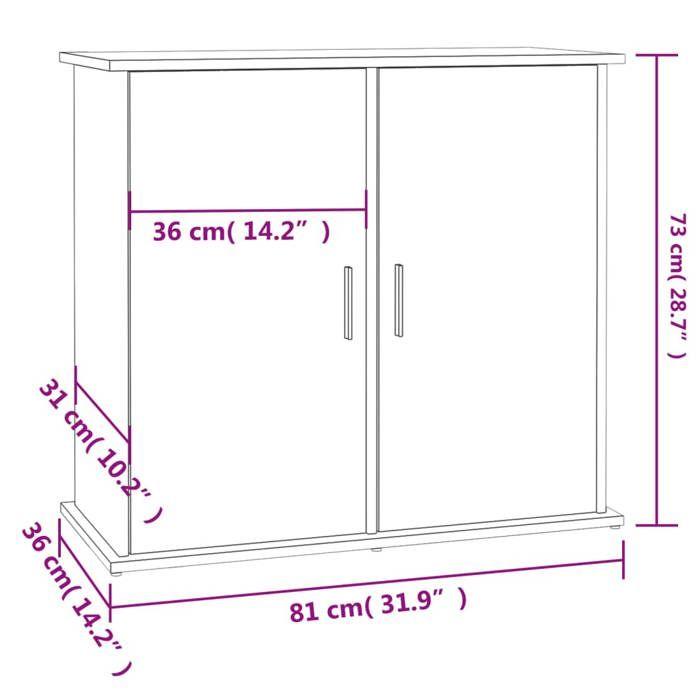 VidaXL Support pour aquarium gris béton 81x36x73 cm bois d'ingénierie 833627