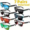 7Pairs Special Offer Square Polarized Sunglasses Anti Glare Sun Shades For Summer Party Vacation Travel Driving Fishing Glasses