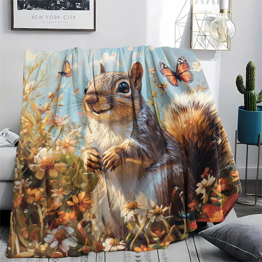 

Squirrel,pattern Flannel Blanket, High quality Comfortable for All Seasons, Home Decor, Warmth and Comfort, Perfect for Gifts. 80cm x 120cm