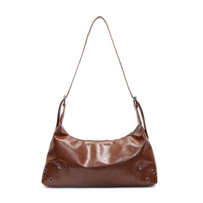 Women Retro Rivet Shoulder Bag PU Leather Metal Stud Handbag Large Capacity Soft Leather Armpit Bag Fashion Ladies Underarm Bag
