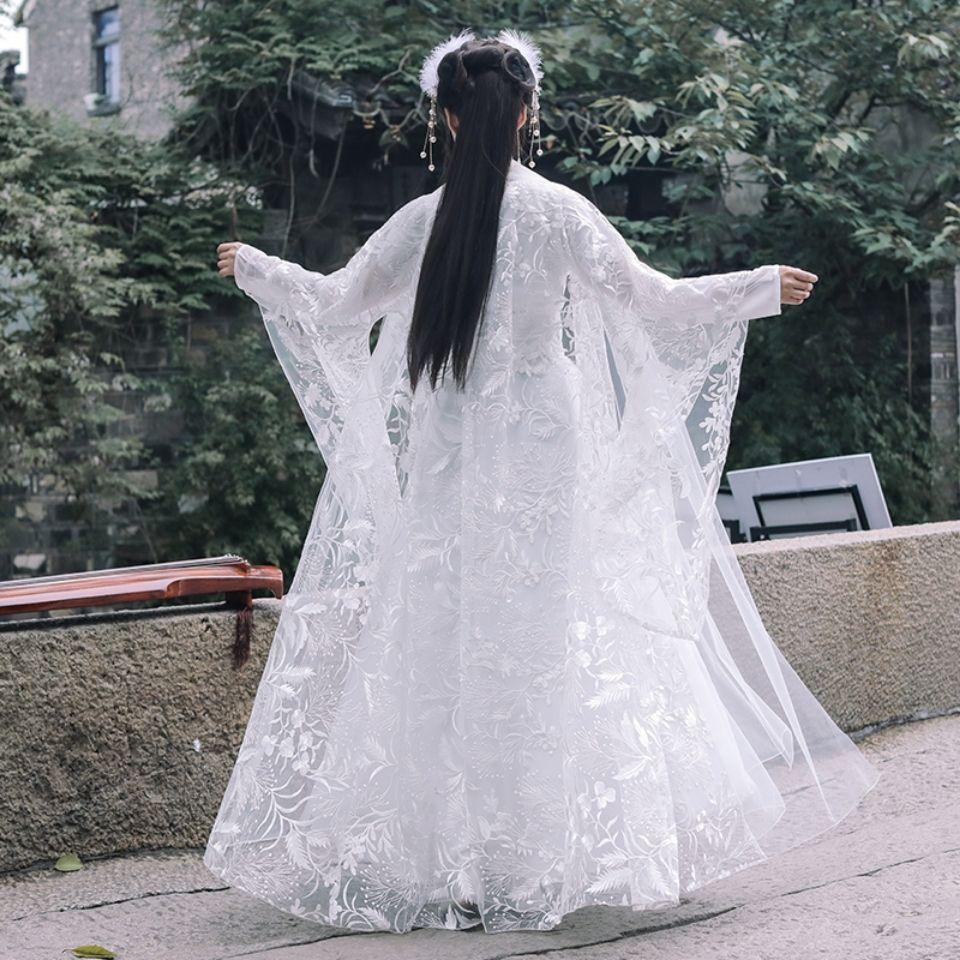 Costume Cinese Bambina Hanfu Tradizionale - Vestito Antico Dinastia Tang Abito Principessa Fata con Maniche Ampie e Motivi Floreali, Vestito Carnevale