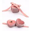 Cute Heart Shaped Jewelry Container Love Inspired Velvety Jewelry Box with Bowknot Rings Collection Case for Women