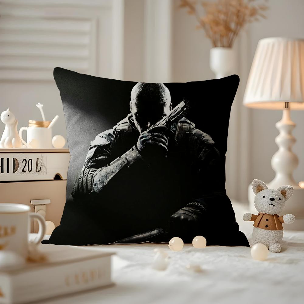 D-Duty-s Black Ops6 Cushion Cover Anti-dustmite Pillowcase Invisible Zipper Silky Short Plush Sofa Cushion Cover