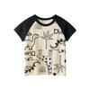 27kids Boys' Dinosaur Cartoon Raglan T-Shirt, 2025 Summer Collection.