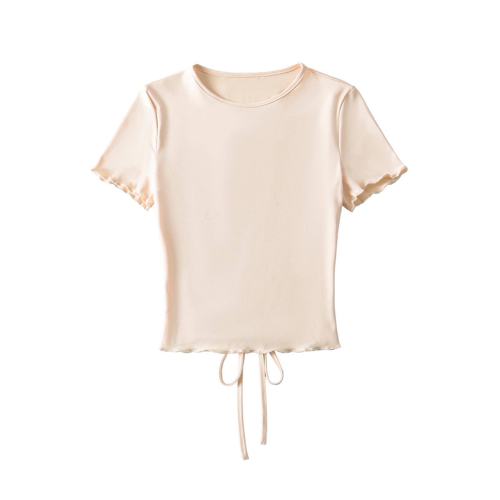 

Spicy Lace-Up Hollow Out Short Sleeve T-Shirt – 2025 Spring/Summer Collection Medium абрикосовый