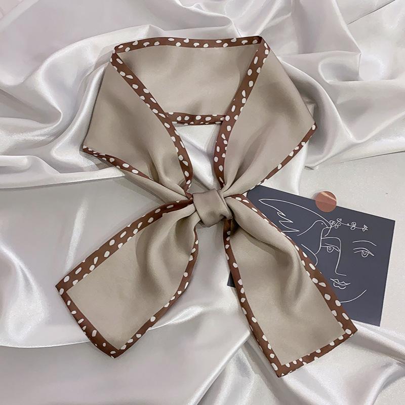 Print Flower Small Scarf For Women Handle Bag Ribbons Fashion Head Scarf Small Long Skinny Scarves Headbands