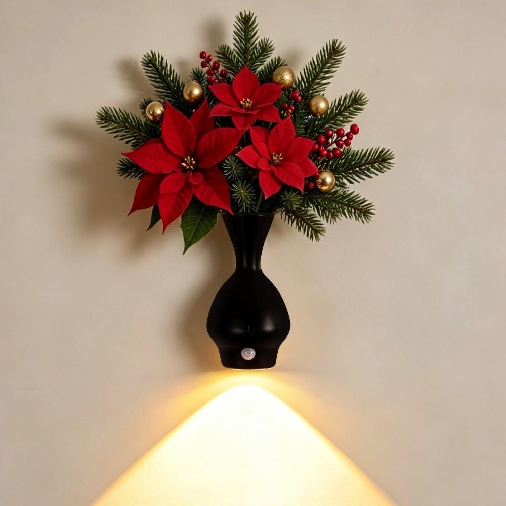 Christmas Vase Shape Night Light No Drilling Wall Decoration Magnetic Wall Light Bedroom