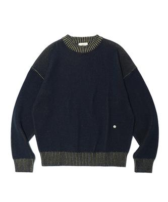 IEY Double Color Round Knit Navy