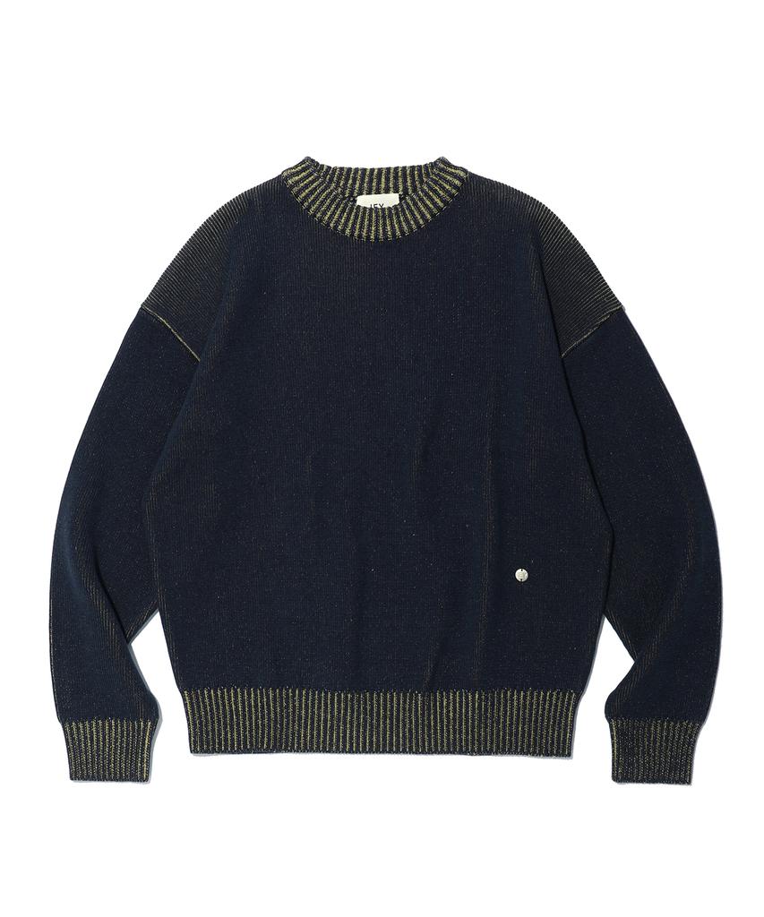 IEY Double Color Round Knit Navy