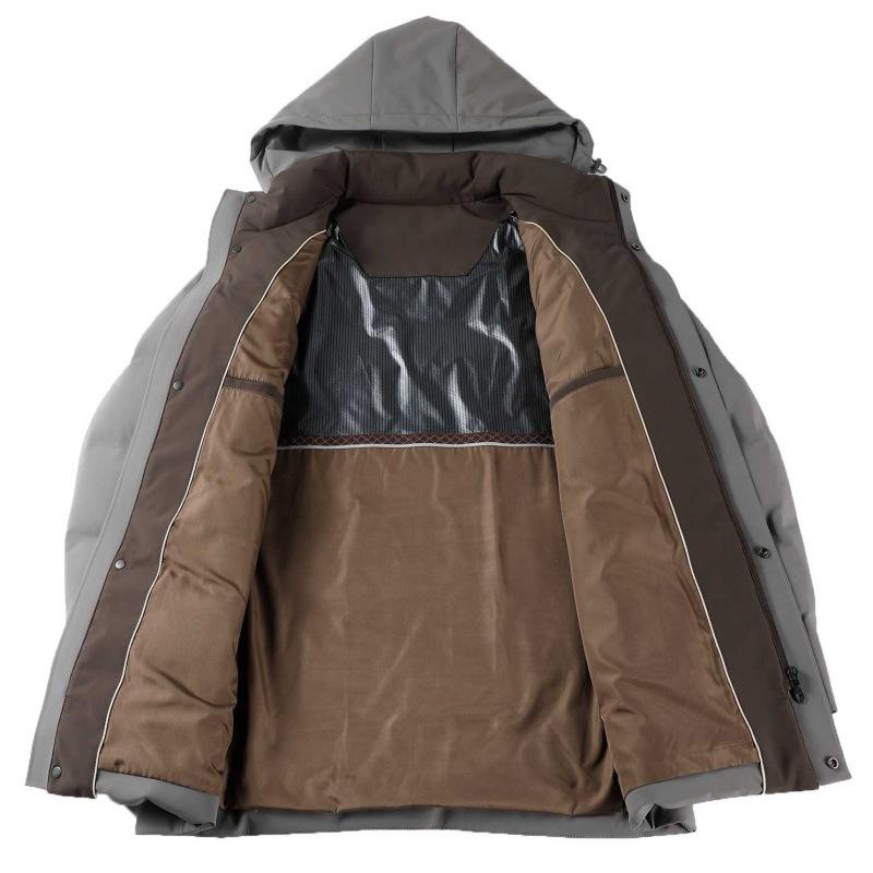 Men's Mid-Length Hooded Down Jacket - Winter Business Casual, Warm, Thick, for Middle-Aged Dads