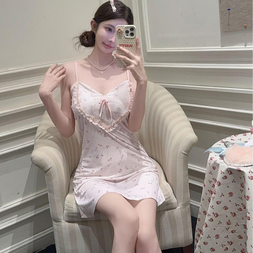 Ice Silk Summer Nightgown For Women Breathable Sleeveless Sleepwear Home Comfort