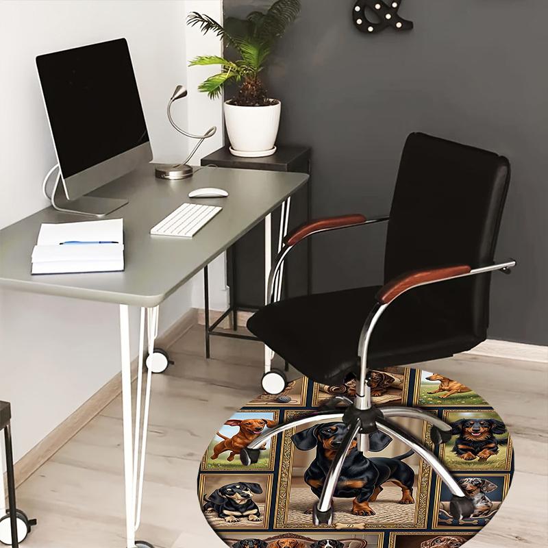 

1PC Dachshund Non-Slip Floor Round carpet, Office, family, bedroom, Large Area Rug Indoor Rugs, Durable Polyester-L0362 80cm by 80cm
