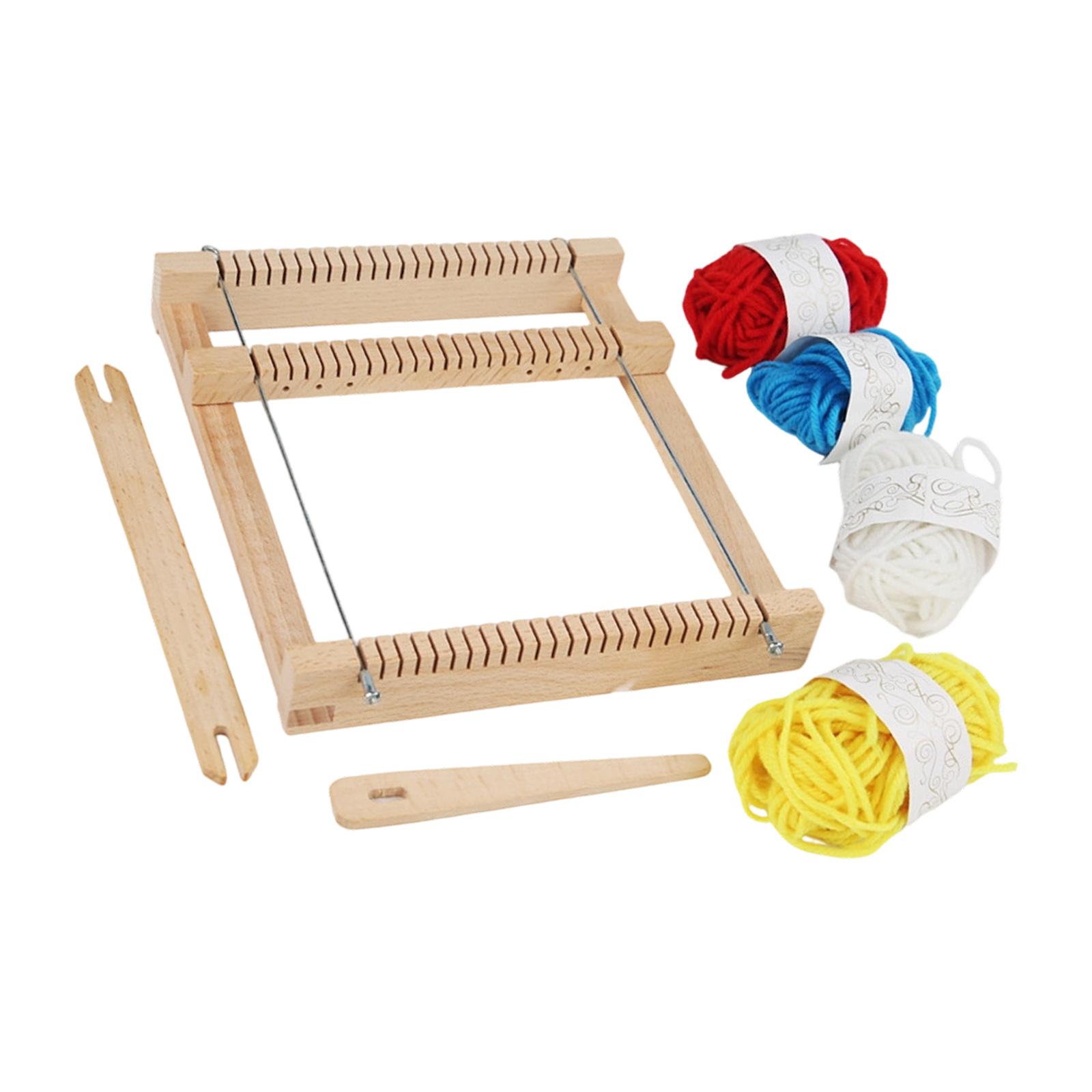 Knitting Craft Set Includes Wooden Weaving Frame 4 Color Cotton Yarn Wooden Knitting Needle for Kid Handmade Toy S
