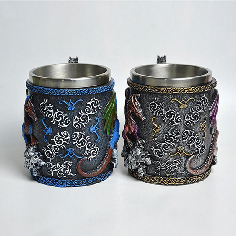 Mug Médiéval Tasse Dragon 3D Mug de Camping Décoration de Maison Fournitures pour Fêtes Thématiques Vaisselle Médiévale Pour Café Thé Lait Boisson