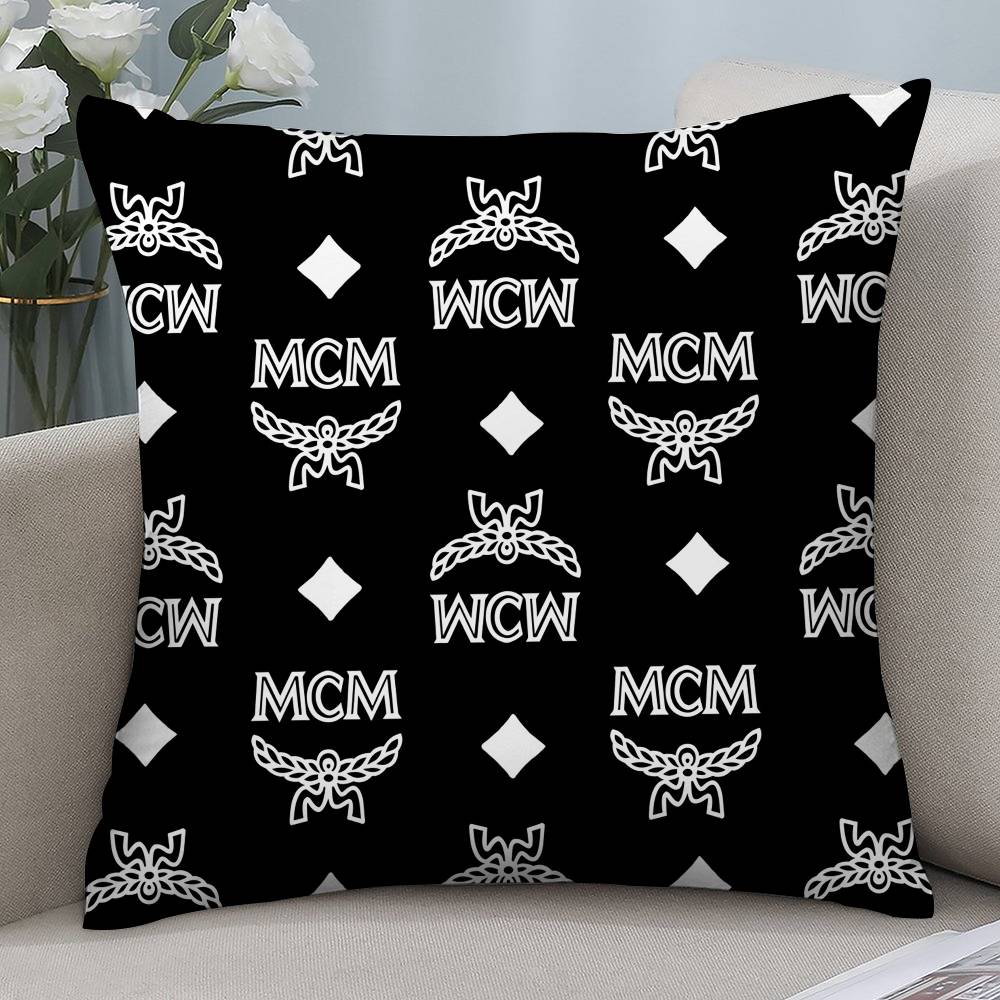 Luxury M-MCM Pillow Case Short Plush Double-sided Print Square Throw Pillow Covers Sofa Home Cushion Decor