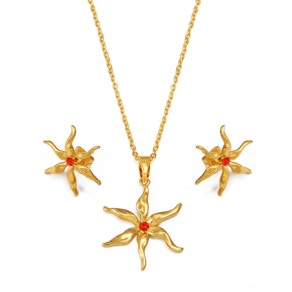 Mayotte Flower Pendant Necklaces Earrings For Women Girls FranceJewelry Party Gift #384506