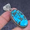 Natural Tibetan Turquoise 925 Sterling Silver Jewelry Pendant 2.29" M9o90
