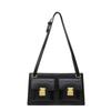 New Double Pocket Underarm Bag For Women Unique Design Retro Lock Buckle Single Shoulder Solid Color PU Crossbody Bag Trend