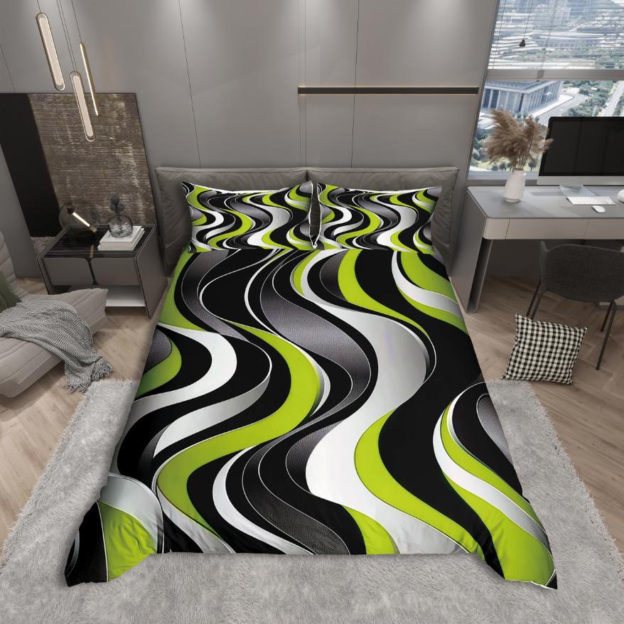 

Homewish Geometric Stripes Duvet Cover SetSpiral Lines For Teens Bedding SetAbstract Artwork Decor EU Single(135*200cm)3pcs